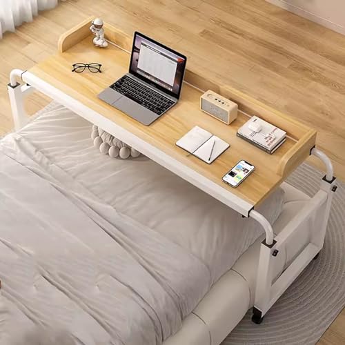 ZHFASDS Überbetttisch Mit Rollen，Rollender Laptop-Schreibtisch HöHen Und Breitenverstellbar Essenstablett Schreibtisch Rollender Medizinischer Tisch Fauler Schreibtisch(Color:Holz) von ZHFASDS