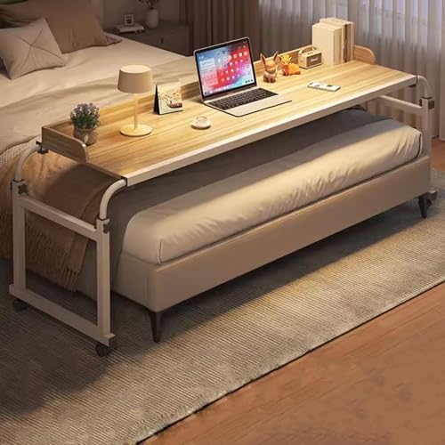 ZHFASDS üBerbetttisch Mit Rollen，Pflegetisch Höhen Und Breitenverstellbar Rollender Laptop-Schreibtisch Medizinischer Tisch Fauler Essenstablett Schreibtisch(Color:Holz) von ZHFASDS