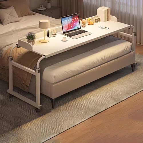 ZHFASDS üBerbetttisch Mit Rollen，Pflegetisch Höhen Und Breitenverstellbar Rollender Laptop-Schreibtisch Medizinischer Tisch Fauler Essenstablett Schreibtisch(Color:weiß) von ZHFASDS