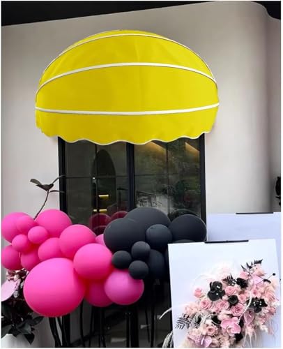 Einziehbare Kuppelmarkise Aus Segeltuch Faltbarer Sonnenschutzbezug Aus Polyester Mit Rahmen Aus Verzinktem Aluminium Fenstermarkise Türüberdachung Aus Segeltuch Einfach Zu I(Size:80cm,Color:Gelb) von ZHFENGZHUZ