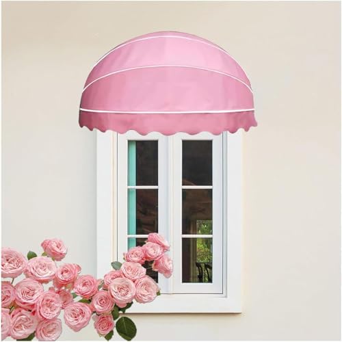 Terrassenabdeckungen Für Schatten Und Regen Fenster -markisen Außen Rückfahrbare Markise Fenster -markise -tür -baldachin Canvas Dome Markisenfenster Terrasse Im Freien Markise(Size:60cm,Color:Pink) von ZHFENGZHUZ