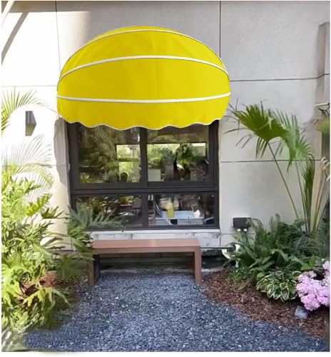 ZHFENGZHUZ Rückfahrbare Markise Canvas Dome -markise Faltbare Polyester -sonnenschattenabdeckung Mit Verzinkter Rahmen Für Wohn- Und Gewerbe(Size:145cm,Color:Yellow) von ZHFENGZHUZ