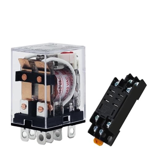 JQX-13F HH62P Hochleistungsrelaisspule Universal DPDT Miniatur elektromagnetischer Relaisschalter, mit Sockel AC110V220V DC12V24V 10A(AC,110V-With base) von ZHFSWLKW