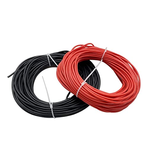 ZHFSWLKW 10meter/los wärmebeständiges weiches elektrisches Silikondrahtkabel 8 10 12 14 16 18 20 22 24 28 28 30 AWG 5m Rot und 5 m dunkle Farbe(16 AWG) von ZHFSWLKW