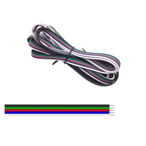 ZHFSWLKW 2/3/4/5/6Pin L Strip Draht 2 2AWG 1 0 m/20m/50 m/100 m elektrischem Kabel rotes dunkler Kabel kompatibel mit WS2812B WS2811 SK6812 5050 2835 5730(5Pin Led Wire,100m) von ZHFSWLKW
