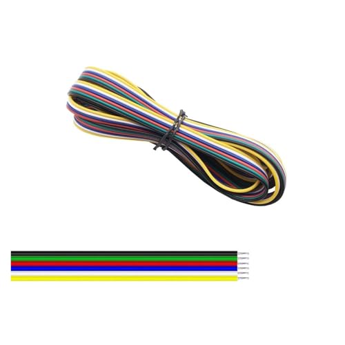 ZHFSWLKW 2/3/4/5/6Pin L Strip Draht 2 2AWG 1 0 m/20m/50 m/100 m elektrischem Kabel rotes dunkler Kabel kompatibel mit WS2812B WS2811 SK6812 5050 2835 5730(6Pin Led Wire,100m) von ZHFSWLKW