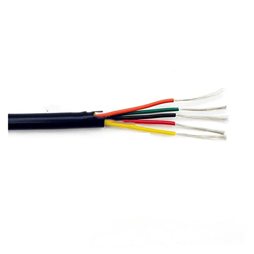 ZHFSWLKW 2m/5m Kabelkabel 28 26 24 22 20 18 16 Awg Soft 2 3 4 5 6 7 8 10 Kerne Elektronische Hülsenkupferkabel U-L2464(22AWG Black,5M_4CORES) von ZHFSWLKW