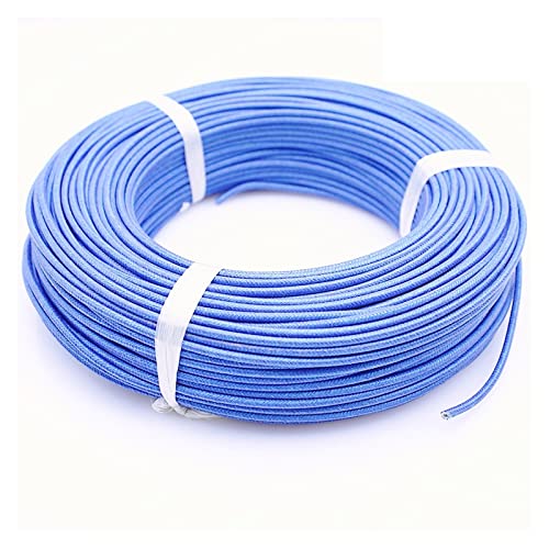 ZHFSWLKW Hitzebeständig bis 300 °C Glasfasergeflochtener Hochtemperatur-Silikondraht und Kabel 22 AWG 0,3 mm2-9 AWG 6,0 mm2(Blue,1M_1.0MM 17AWG) von ZHFSWLKW
