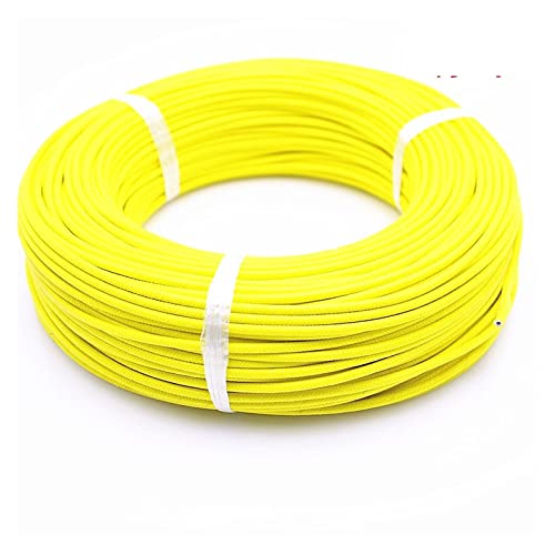 ZHFSWLKW Hitzebeständig bis 300 °C Glasfasergeflochtener Hochtemperatur-Silikondraht und Kabel 22 AWG 0,3 mm2-9 AWG 6,0 mm2(Yellow,1M_0.75MM 18AWG) von ZHFSWLKW