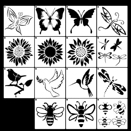 15pcs Wiederverwendbare Haustier Malvorlagen 5x5inch Schmetterling Zeichnen Schablonen Für Kinder Zeichnen Scrapbooking Journal Album Malerei Schablonen Set von ZHGFXIN
