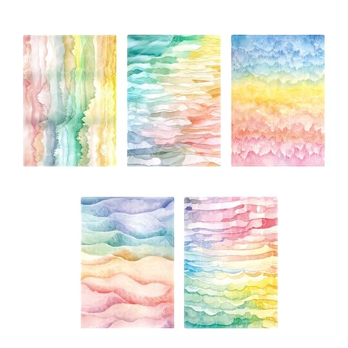 5pcs Ästhetische Aquarellaufkleber Scrapbooking Dekoratives Klebstoffpapier Für Journal Notebook Album Telefon Hülle Handwerk Für Reisen von ZHGFXIN