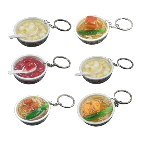 Packung Von 6 Realistischen Food Schlüsselanschlägen Miniatur Schlüsselbund Requisiten Für Sammler Und Kreative Geschenke Enthusiasten Decors Model Keychain von ZHGFXIN