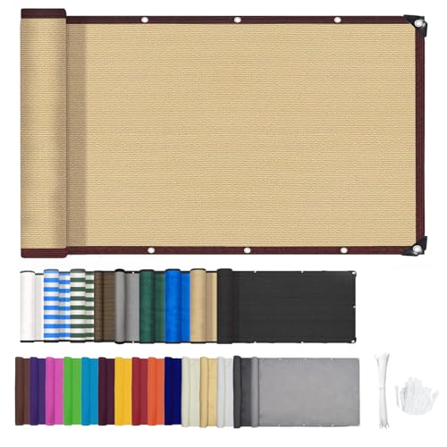 ZHHAN Balkon Sichtschutz Wind- und UV-Schutz Balkon Sichtschutz für Terrasse, Hinterhof, Terrasse, Balkon inkl. Kabelbinder 8 Tage Lieferzeit 9 Farben 48 Größen(0.8x5m,Beige) von ZHHAN