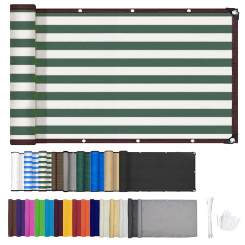 ZHHAN Balkon Sichtschutz Wind- und UV-Schutz Balkon Sichtschutz für Terrasse, Hinterhof, Terrasse, Balkon inkl. Kabelbinder 8 Tage Lieferzeit 9 Farben 48 Größen(Green&White,0.7x5.5m) von ZHHAN