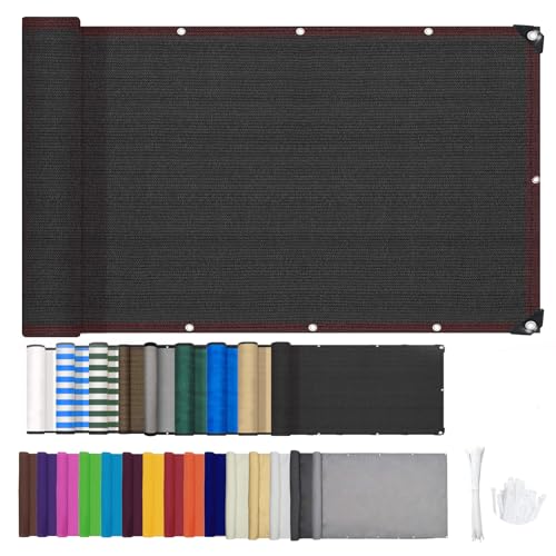 ZHHAN Balkon Sichtschutz Wind- und UV-Schutz Balkon Sichtschutz für Terrasse, Hinterhof, Terrasse, Balkon inkl. Kabelbinder 8 Tage Lieferzeit 9 Farben 48 Größen(Schwarz,0.7x3.4m) von ZHHAN