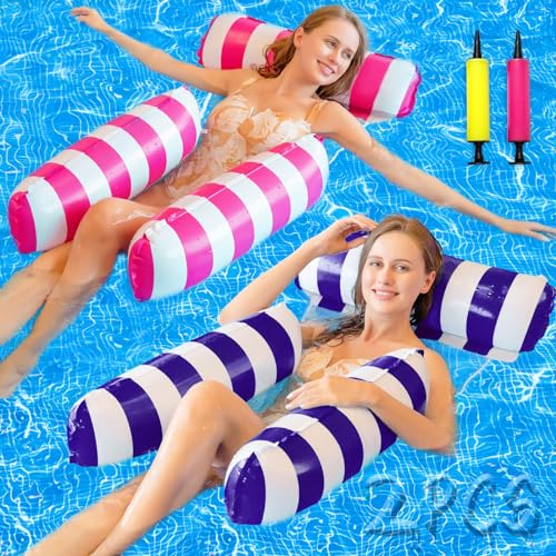 ZHHGOO 2 Stück Luftmatratze Pool,4 in 1 Aufblasbare Wasserspielzeug,Pool Luftmatratze Wasser Hängematte,Wasserhängematte Erwachsene für Sessel Matratzen Sitz Schwimmatte von ZHHGOO