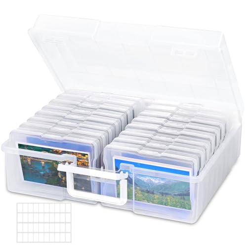 ZHHGOO Fotoaufbewahrungsbox,16 Pcs Foto Organizer Kunststoff,Fotoboxen zur Aufbewahrung für Transparent mit Aufklebern,Foto Aufbewahrungsbehälter für Saatgut Handwerk Karten,Bürobedarf,Stempel von ZHHGOO