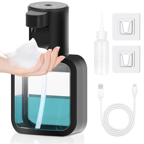 ZHHGOO Soap Dispenser 500ml Elektrischer Seifenspender mit Sensor, Verstellbar Seifenspender, USB C Wiederaufladbarer Schaumseifenspender,IPX5 Wasserdicht für Küche,Bad (Schaum) von ZHHGOO