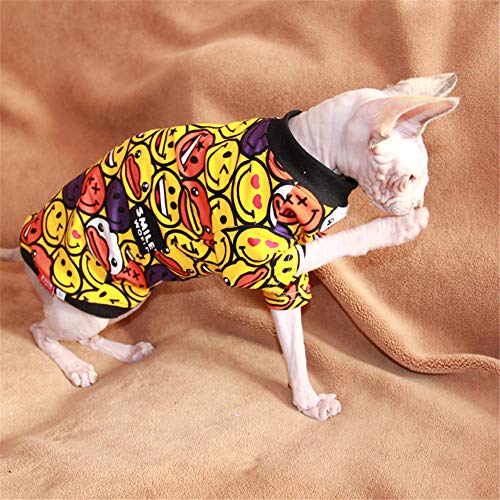 ZHIHAN Sphynx Katzenkleidung Baumwollkleidung Haarlose Katze Frühlings- und Herbstpullover, gelb, M. von ZHIHAN