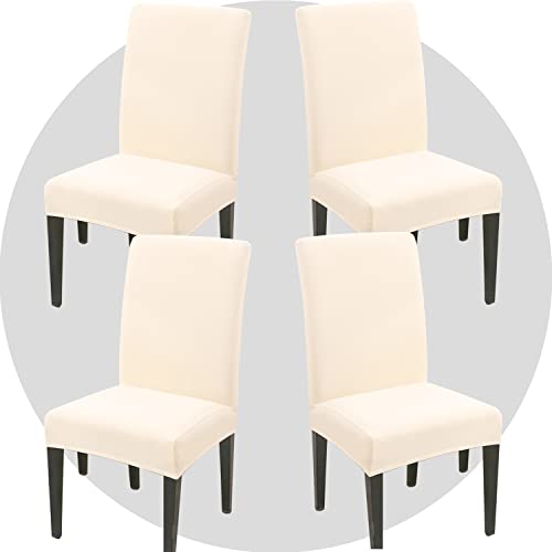 ZHILING Stuhlhussen Bezüge Set von 4 Super Fit Stretch abnehmbare waschbare Esszimmerstuhl Protector Cover Sitzbezug für Hotel, Esszimmer, Zeremonie, Bankett Hochzeitsfeier(Beige) von ZHILING