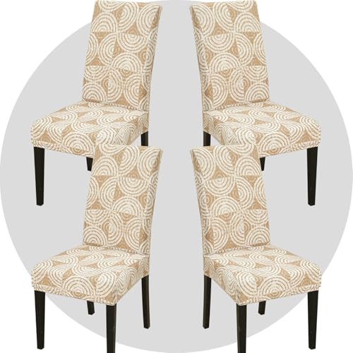 ZHILING Stuhlhussen Bezüge Set von 4 Super Fit Stretch abnehmbare waschbare Esszimmerstuhl Protector Cover Sitzbezug für Hotel, Esszimmer, Zeremonie, Bankett Hochzeitsfeier von ZHILING