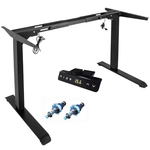 ZHIMAI Sitz- und Stehschreibtisch mit 3 Ebenen und Doppelmotoren, verstellbare Tischhalterung 69 – 117 cm mit Tragfähigkeit von 120 kg aus robustem Stahl, Speichercontroller, nur Rahmen von ZHIMAI