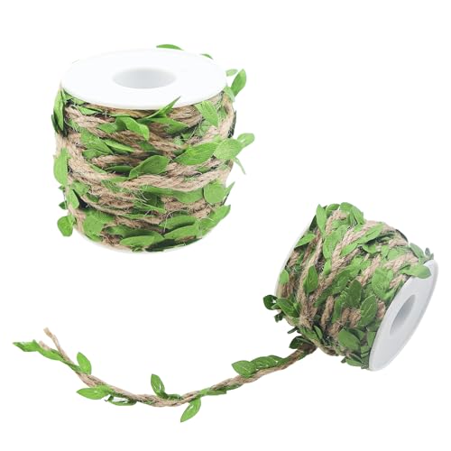 2 Rollen Juteschnur mit Blätter Juteseil mit Künstliche Blatt 10m Efeu Blattseil Blattrebe Dekoration für Hochzeit DIY Haus Party Gartenarbeit Wand 2 Rollen Juteschnur mit Blätter Juteseil mit Künstliche Blatt 10m Efeu Blattseil Blattrebe Dekoration für Hochzeit DIY Haus Party Gartenarbeit Wand von ZHIQIN