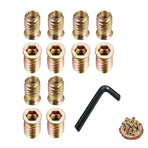 25 Pcs M8 GewindeeinsäTze Einschraubmutter Holz Gewindebuchse Holz Einschraubmuffen Threaded Inserts mit Innensechskant aus Verzinktem Stahl von ZHIQIN