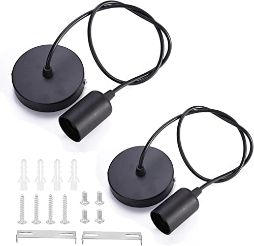 ZHIQIN 2 Stücke Lampenaufhängung Schwarz Fassung E27 mit 100cm Pendelleuchte Kabel Höhenverstellbar Lampenhalterung ideal für Deckenlampe Wohnzimme ZHIQIN 2 Stücke Lampenaufhängung Schwarz Fassung E27 mit 100cm Pendelleuchte Kabel Höhenverstellbar Lampenhalterung ideal für Deckenlampe Wohnzimme von ZHIQIN
