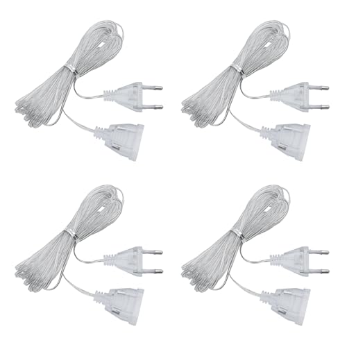 ZHIQIN 4 Stück 5M Transparentes Strom Verlängerungskabel Transparent Anschlusskabel mit Stecker Elektrisches Flachdraht Verlängerungskabel für LED-Licht und Den Außenbereich von ZHIQIN