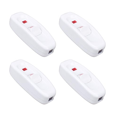ZHIQIN 4 Stück Schnurzwischenschalter Kabelschalter Schnurschalter 250V/10A 2-Adrige Und 3-Adrige Zuleitungen Für Kleingeräte alle Arten Von Elektrischen Lampen Tischlampen (Weiß) von ZHIQIN