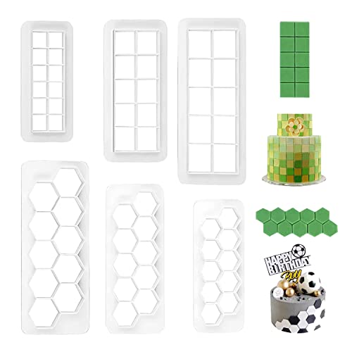 ZHIQIN 6 PCS Ausstechformen Geometrische Formen Fußball Ausstechform Quadratisch Keksausstecher Sechseck Ausstechformen Set für Torten Dekorieren Fondant Kekse von ZHIQIN