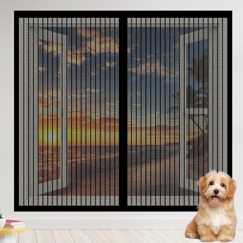 Fliegengitter Fenster Magnet 69 x 80 cm Insektenschutz Fliegenschutz Fenster Mückengitter Ohne Bohren Automatisches Schließen für Terrasse Schlafzimmer Usw., Schwarz von ZHIQXUE