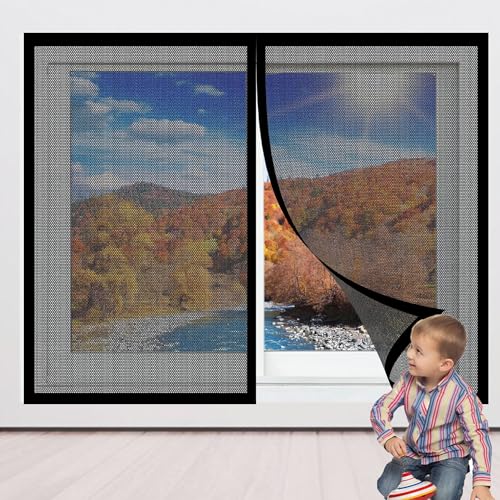 Insektenschutz für Fenster Und Türen 67 x 88 cm Insektenschutz Fliegenvorhang Moskitonetz Ohne Bohren Total Magnetisch, Automatik-Verschluss für Terrassentür Und Fenster, Schwarz von ZHIQXUE