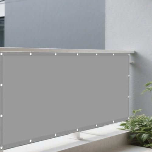 Sonnensegel 0.7 x 1.5 m Rechteckig Wasserdicht Sonnenschutz Windschutz Schattentuch Quadrat mit Ösen Seil PES Polyester UV Schutz Ohne Bohren für Garten Balkon, Hellgrau von ZHIQXUE