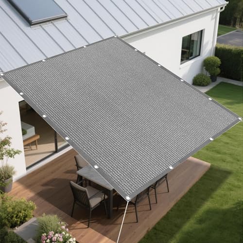 Sonnensegel Rechteckig 513 x 574 cm Rechteckig Atmungsaktiv Sonnenschutz Windschutz Pergola Ersatz Schattenabdeckung mit Spannseilen mit Ösen für Garten Balkon & Terrasse, Hellgrau von ZHIQXUE