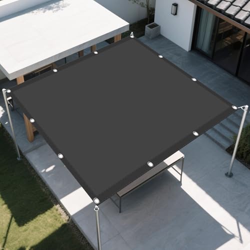 Sonnensegel Rechteckig Wasserdicht 120 x 700 cm Rechteckig Wasserdicht Sonnenschutz Windschutz Sonnenschutz Netz Vielen Größen mit Spannseilen für Garten Balkon, Dunkelgrau von ZHIQXUE