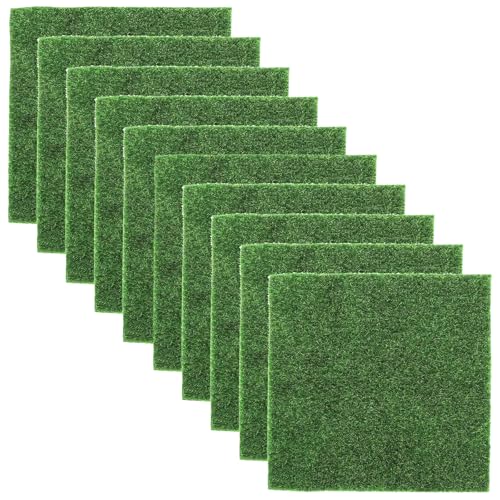 ZHITENG 10 Stück Kunstrasen Miniaturgarten, 15 X 15 cm Miniatur Garten Deko, Kunstrasenteppich, Künstliche Moos, für Outdoor Gartendekoration Puppenhaus DIY Dekoration Märchengarten von ZHITENG
