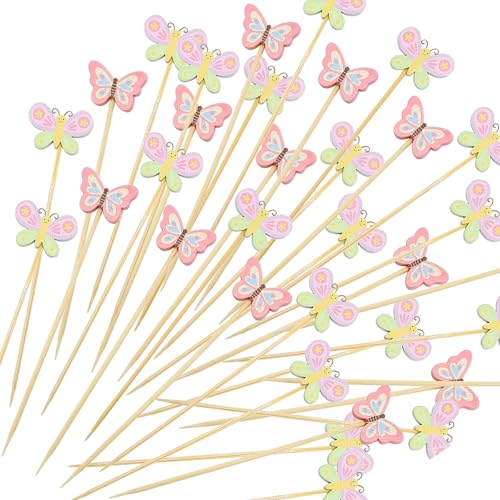 ZHITENG 100 Stück Cocktailspieße, 12 cm Bambus Spieße Fingerfood Holzspieße mit Niedlicher Deko Mehrfarbig Cocktail Spieße Frucht Zahnstocher, für Partys Getränke Geburtstagsbars (Schmetterling) ZHITENG 100 Stück Cocktailspieße, 12 cm Bambus Spieße Fingerfood Holzspieße mit Niedlicher Deko Mehrfarbig Cocktail Spieße Frucht Zahnstocher, für Partys Getränke Geburtstagsbars (Schmetterling) von ZHITENG
