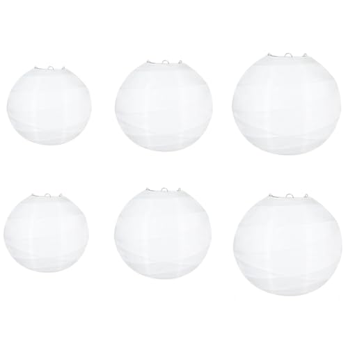 ZHITENG 6 Stück Lampenschirm Rund, Weiß Lampenschirm Gerippter Faltbar Papier Laterne Classic Wiederverwendbar Papierlampenschirm, für Hochzeit Feier Geburtstag Party Garten Dekoration (3 Größen) ZHITENG 6 Stück Lampenschirm Rund, Weiß Lampenschirm Gerippter Faltbar Papier Laterne Classic Wiederverwendbar Papierlampenschirm, für Hochzeit Feier Geburtstag Party Garten Dekoration (3 Größen) von ZHITENG
