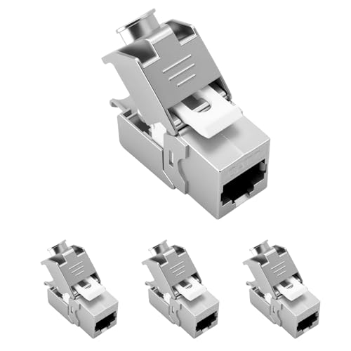 4PCS CAT 7 Keystone Jack Modul Optimal 1000 MHz 10 Gbit/s für CAT7 CAT6 CAT6a Verlegekabel Verbinder Patchkabel Netzwerkkabel STP Schirmung RJ45 Buchse von ZHITING
