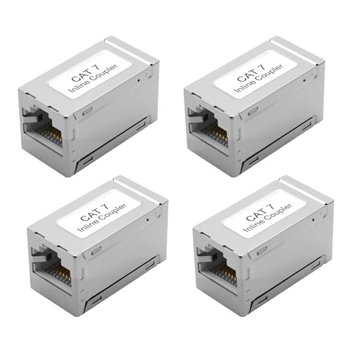 ZHITING 4x RJ45 Lan Kupplung Cat7,Lan Kabel Verlängerung, Lan Adapter für Ethernet Kabel, Netzwerkkabel, Patchkabel Cat7 Cat6A Cat6 Cat5e Cat5 Geschirmt von ZHITING