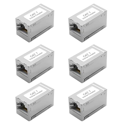 6x RJ45 Lan Kupplung Cat7,Lan Kabel Verlängerung, Lan Adapter für Ethernet Kabel, Netzwerkkabel, Patchkabel Cat7 Cat6A Cat6 Cat5e Cat5 Geschirmt von ZHITING