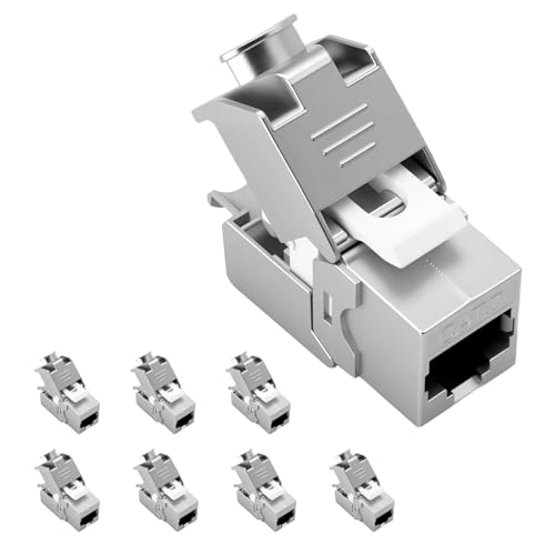 8PCS CAT 7 Keystone Jack Modul Optimal 1000 MHz 10 Gbit/s für CAT7 CAT6 CAT6a Verlegekabel Verbinder Patchkabel Netzwerkkabel STP Schirmung RJ45 Buchse von ZHITING
