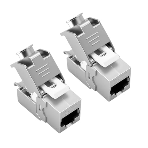 CAT 7 Keystone Jack Modul Optimal 1000 MHz 10 Gbit/s für CAT7 CAT6 CAT6a Verlegekabel Verbinder Patchkabel Netzwerkkabel STP Schirmung RJ45 Buchse (2) von ZHITING