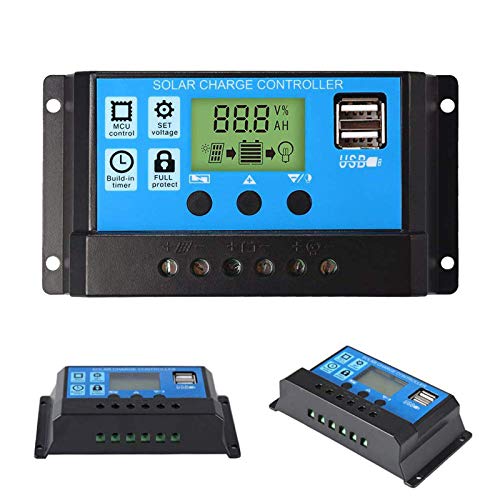 ZHITING 30A 12V-24V Solarregler Laderegler - PWM Solar Ladegerät Controller Solarpanel Batterie Intelligente Solarregler mit LCD-Display, USB-Anschluss von ZHITING
