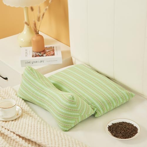 ZHIWEIKJ Buckwheat Neck Support Pillow Cervical Neck Cylinder Bolster Pillow,Buckwheat Hull Cervical Pillow Set 3D Stripes Bone Pillow Separable Design Soft Breathable for Pain Relief Better Sleep(A) von ZHIWEIKJ