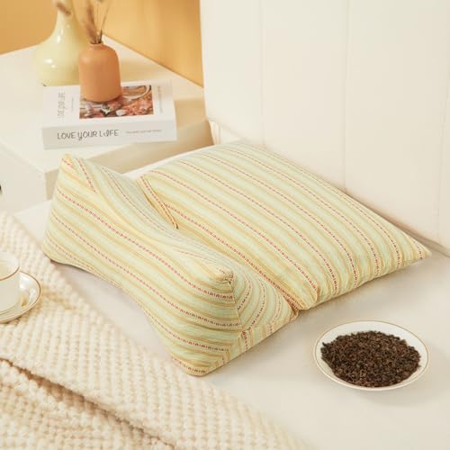 ZHIWEIKJ Buckwheat Neck Support Pillow Cervical Neck Cylinder Bolster Pillow,Buckwheat Hull Cervical Pillow Set 3D Stripes Bone Pillow Separable Design Soft Breathable for Pain Relief Better Sleep(E) von ZHIWEIKJ