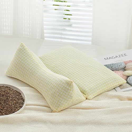 ZHIWEIKJ Buckwheat Neck Support Pillow Cervical Neck Cylinder Bolster Pillow,Buckwheat Hull Cervical Pillow Set 3D Stripes Bone Pillow Separable Design Soft Breathable for Pain Relief Better Sleep(J) von ZHIWEIKJ
