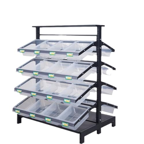 32-Teiliges Snack-Rack-Display In GroßEn Boxen, 41,3 X 29,5 X 59 Zoll, Bodenstehender Snack-SüßIgkeitenstäNder Aus Metall, Mit Einschubschild, Zweireihiger Schilderhalter von ZHIXUMM
